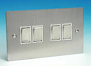 4 Gang 2 Way Light Switch - Brushed Chrome