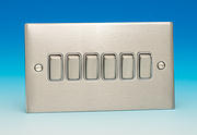 6 Gang 2 Way Light Switch - Brushed Chrome