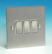 3 Gang 2 Way Light Switch - Brushed Chrome