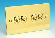 4 Gang 2 Way Toggle Switch - Brass