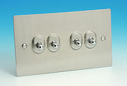 4 Gang 2 Way Toggle Switch - Brushed Chrome