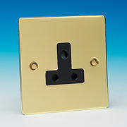 5 Amp 3 Pin Round Socket - Brass - Black Insert