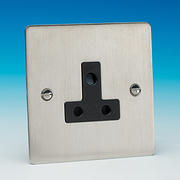 5 Amp 3 Pin Round Socket - Brushed Chrome Black Insert