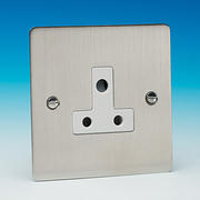 5 Amp 3 Pin Round Socket - Brushed Chrome - White Insert