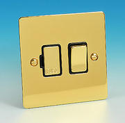 13 Amp Switched Fused Spur - Brass - Black Insert