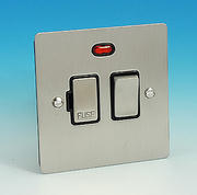 13 Amp Switched Spur + Neon - Chrome - Black Insert
