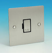 13 Amp Unswitched Spur Brushed Chrome  - Black Insert
