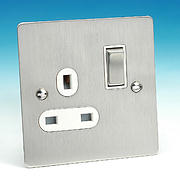 13 Amp Single Switched Socket - Brushed Chrome