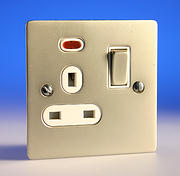 13 Amp Single Switched Socket + Neon - Pearl