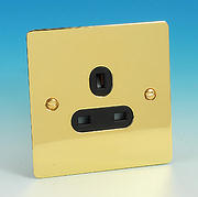 13 Amp Single Unswitched Socket - Brass Black Insert
