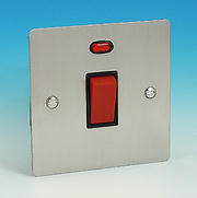 45 Amp DP Switch - Sq + Neon - Brushed Chrome - Black Insert
