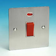 45 Amp DP Switch - Sq + Neon - Brushed Chrome