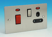 45 Amp Cooker Control Unit + Neon - Brushed Chrome - Black Insert