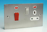 45 Amp Cooker Control Unit + Neon - Brushed Chrome