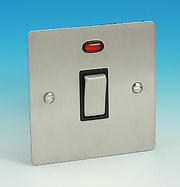 20 Amp DP Switch + Neon - Brushed Chrome  - Black Insert