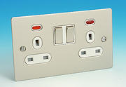 13 Amp Twin Switched Socket + Neon - Pearl