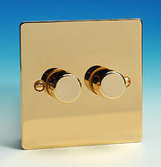 2 Gang 2 Way 300w iQ Dimmer Switch - Brass
