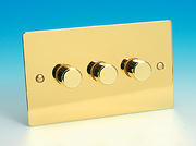 3 Gang 2 Way 300w iQ Dimmer Switch - Brass