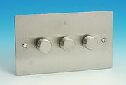 3 Gang 2 Way 300w iQ Dimmer Switch - Brushed Chrome