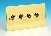 4 Gang 2 Way 300w iQ Dimmer Switch - Brass