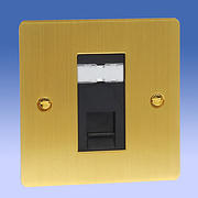 1 Gang RJ45 CAT5E Data Socket - Brushed Brass - Black Insert