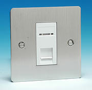 1 Gang RJ45 CAT5E Data Socket - Brushed Chrome