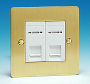2 Gang RJ45 CAT5E Data Socket - Brushed Brass