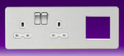 Knightsbridge - 13 Amp 2 Gang DP Switched Socket + Modular Combination Plate - Brushed Chrome -White product image