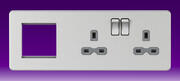 Knightsbridge - 13 Amp 2 Gang DP Switched Socket + Modular Combination Plate - Brushed Chrome - Grey product image 2