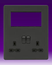 Knightsbridge - 13 Amp 2 Gang DP Switched Socket + Modular Combination Plate - Anthracite product image 3