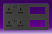 Knightsbridge - 13 Amp 2 Gang DP Switched Socket + Modular Combination Plate - Anthracite product image 4