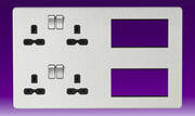 Knightsbridge - 13 Amp 2 Gang DP Switched Socket + Modular Combination Plate - Brushed Chrome - Blk product image 4
