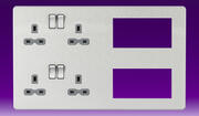 Knightsbridge - 13 Amp 2 Gang DP Switched Socket + Modular Combination Plate - Brushed Chrome - Grey product image 4
