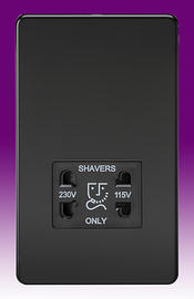 Matt Black - Dual Voltage Shaver Socket 115/230v - Screwless product image