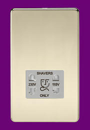 Screwless Flatplate - Polished Brass Dual Voltage Shaver Socket product image