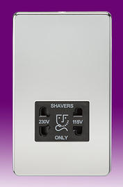 Dual Voltage Shaver Socket 115/230v - Polished Chrome product image 3