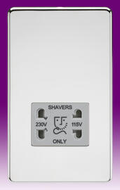 Dual Voltage Shaver Socket 115/230v - Polished Chrome product image 5