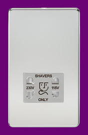 Dual Voltage Shaver Socket 115/230v - Polished Chrome product image 2