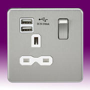 Screwless Flatplate - Brushed Chrome Sockets with USB product image 2