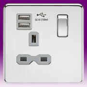Flatplate - Polished Chrome Sockets with USB product image 2