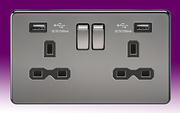 Screwless Flatplate - Black Nickel Sockets with USB product image