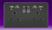 Screwless Flatplate - Sockets with USB - Matt Black - Black Inserts product image 3