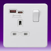 Screwless Flatplate - Matt White Sockets with FASTCHARGE USB A+C product image 2