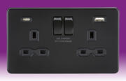 Screwless Flatplate - Sockets with USB - Matt Black - Black Inserts product image 4