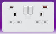 Screwless Flatplate - Matt White Sockets with FASTCHARGE USB A+C product image
