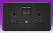 Knightsbridge - 13 Amp 2 Gang DP Switched Socket + Night Light - Matt Black product image