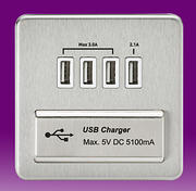 Screwless Flatplate - Brushed Chrome USB Outlet product image
