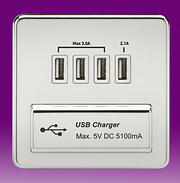 Screwless Flatplate - Polished Chrome USB Outlet product image
