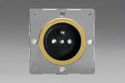 European 16 Amp Socket VariGrid Pin Earth or Schuko Earth - Brushed Brass product image