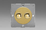 European Push On/Off VariGrid Light Switches - Brushed Brass product image 2